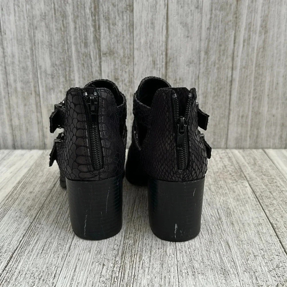 Express Women's Black Snake Embossed Faux Leather Buckle Ankle Booties - Picture 5 of 6